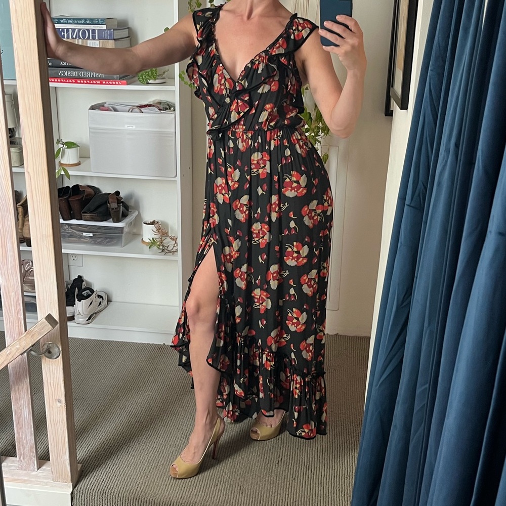 Scotch & Soda Souvenir Hi-Lo Ruffle Maxi Open Back Formal Evening Event Dress